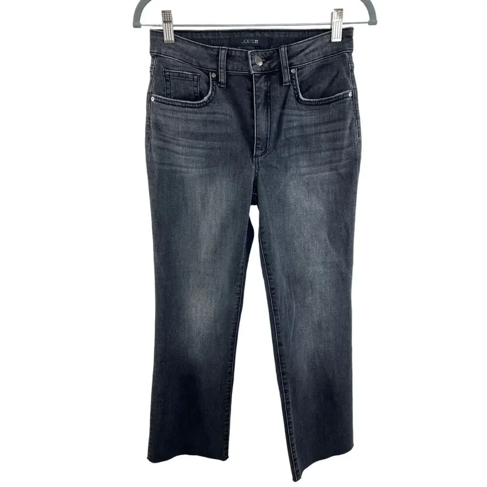 Joe's Jeans Black Cotton Blend High Rise Wide Leg Cropped Denim Jeans Size 27